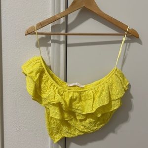 Zara One shoulder yellow crop top
